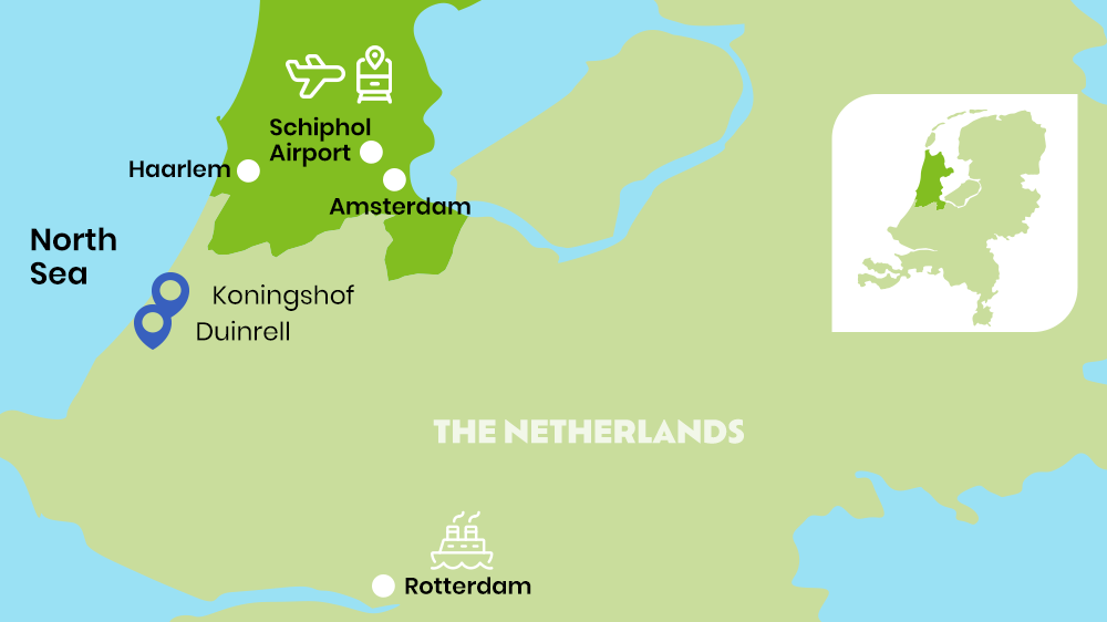 map showing Haarlem TN as a regional hub